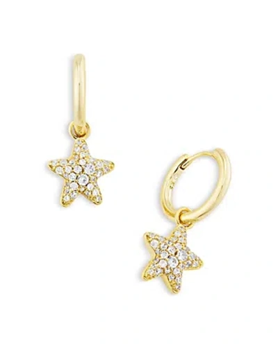 Kendra Scott Jae Pave Star Removable Charm Huggie Hoop Earrings In 14k Gold Plated In Gold White Crystal