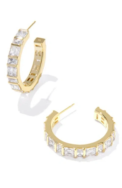 Kendra Scott Jamie Crystal Hoop Earrings In Gold