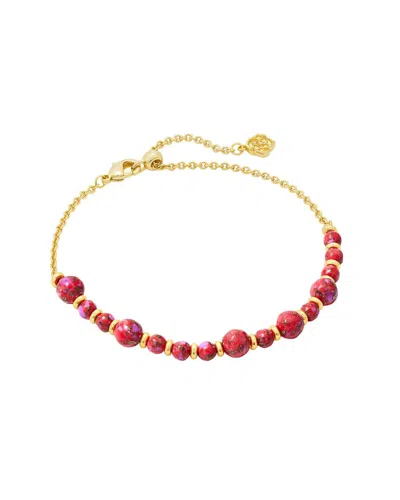 Kendra Scott Jovie Bead Delicate 14k Plated Magnesite Chain Bracelet In Gold