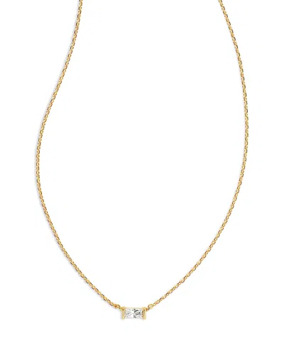 Kendra Scott Juliette Baguette Cubic Zirconia Adjustable Pendant Necklace In 14k Gold Plated, 19 In Gold White Crystal