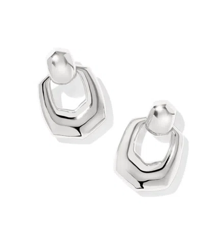 KENDRA SCOTT KAITLIN OPEN FRAME PUFFY DROP EARRINGS IN SILVER