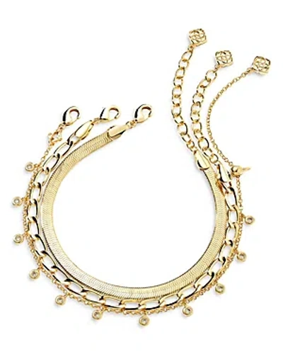 Kendra Scott Kassie Set Of 3 Chain Bracelets In Gold Metal