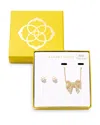 Kendra Scott Krista Bow Pendant Necklace & Ashton Stud Earrings Gift Set In Gold
