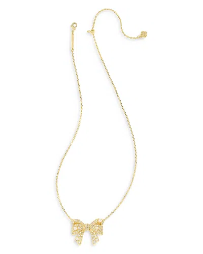Kendra Scott Krista Cubic Zirconia & Cultured Freshwater Pearl Bow Adjustable Pendant Necklace In Gold Tone, 19 In Gold White