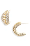Kendra Scott Krista Cubic Zirconia & Cultured Freshwater Pearl C Hoop Earrings In Gold Tone In Gold White Mix