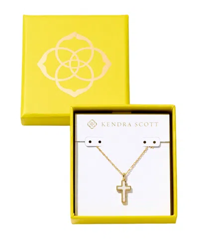 KENDRA SCOTT KYOCERA OPAL 14K GOLD-PLATED BOXED CROSS PENDANT NECKLACE