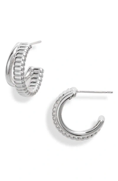 Kendra Scott Layne Double Huggie Hoop Earrings In Silver