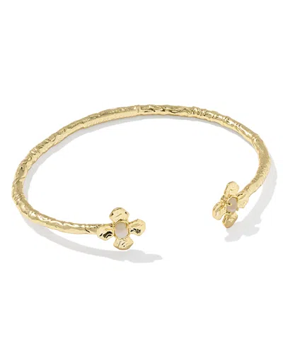 Kendra Scott Leanne Mother Of Pearl Flower Cuff Bracelet In Gold