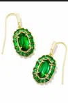 Kendra Scott Lee Crystal Frame Drop Earrings In Kelly Green Illusion In Gold