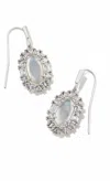Kendra Scott Lee Rhodium Crystal Frame Drop Earrings In Ivory Mother-of-pearl In Multi