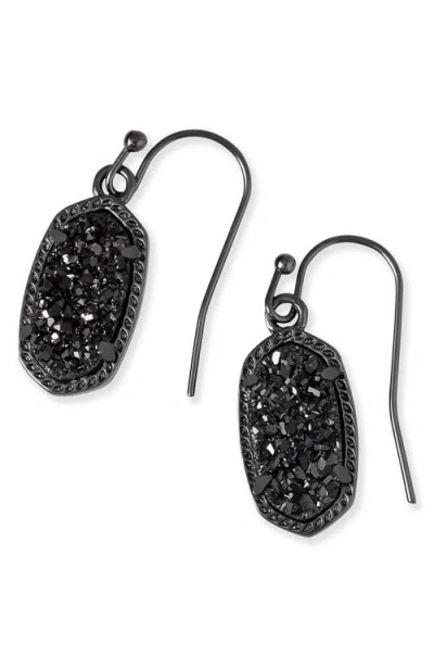 Kendra Scott Lee Small Drop Earrings In Black Drusy/gunmetal