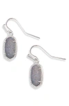 Kendra Scott Lee Small Drop Earrings In Rhodium/steel Gray Drusy