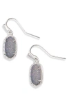 Kendra Scott Lee Small Drop Earrings In Rhodium/steel Gray Drusy