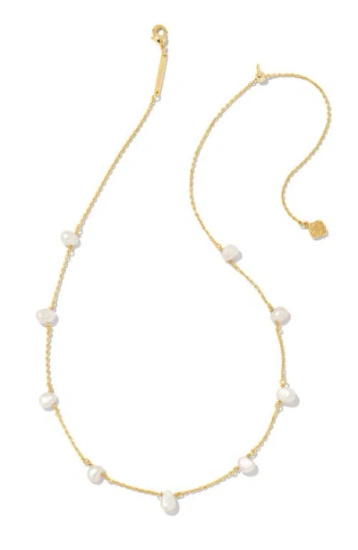 Kendra Scott Leighton Cultured Pearl Station Necklace In Gold