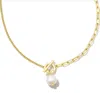 Kendra Scott Leighton Pearl Chain Necklace In Gold