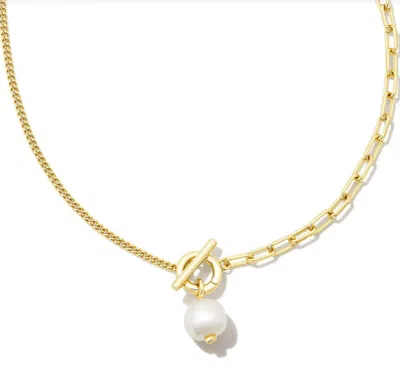 Kendra Scott Leighton Pearl Chain Necklace In Gold
