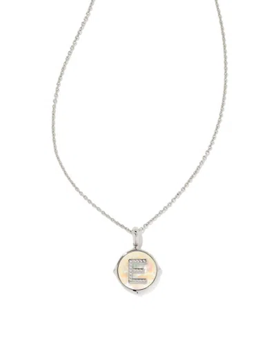 Kendra Scott Letter E Disc Reversable Pendant Necklace In Silver