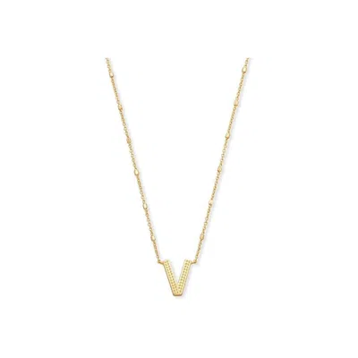 Kendra Scott Letter V Pendant Necklace - Gold Metal