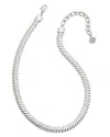 Kendra Scott Lex Omega Chain Necklace In Rhodium Plated, 15.5-18.5 In Rhodium Metal