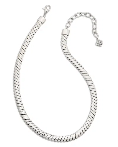 Kendra Scott Lex Omega Chain Necklace In Rhodium Plated, 15.5-18.5 In Rhod Metal