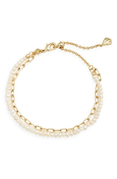 Kendra Scott Lolo Freshwater Pearl Layered Bracelet In Gold White Pearl
