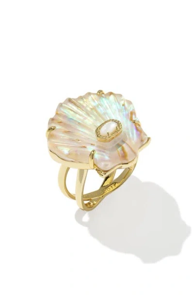 Kendra Scott Lucia Iridescent Abalone Shell Cocktail Ring In Gold