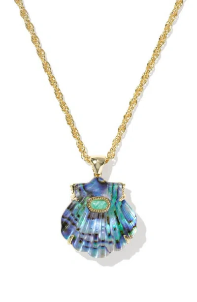 Kendra Scott Lucia Short Shell Pendant Necklace In Blue