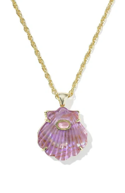 Kendra Scott 14k Gold-plated Lucia Shell Short Pendant Necklace In Pink