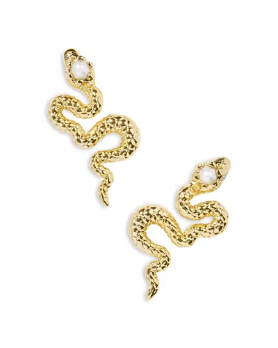 Kendra Scott 14k Gold-plated Cultured Freshwater Pearl Snake Stud Earrings In White Pearl