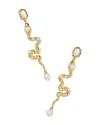Kendra Scott Mother-of-pearl & Cultured Freshwater Pearl Snake Linear Drop Earrings In Gold