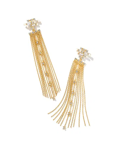 Kendra Scott Madelyn 14k Plated Gemstone Cz Statement Tassel Earring In Gold