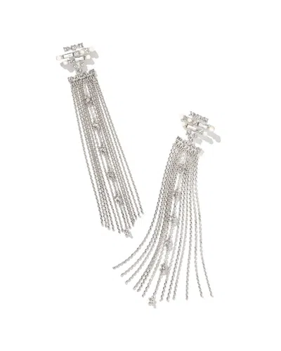 Kendra Scott Madelyn Gemstone Cz Statement Tassel Earring In Silver