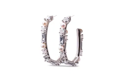 Kendra Scott Madelyn Silver Hoop Earrings In White Mix In Metallic