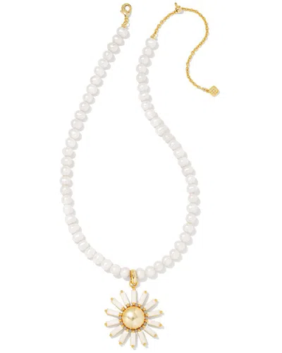 Kendra Scott Madison Daisy Pearl 14k Plated Statement Necklace In White