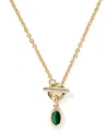Kendra Scott Malachite & Imitation Pearl 14k Gold Plated Over Brass Daphne Link And Chain Necklace In Gold