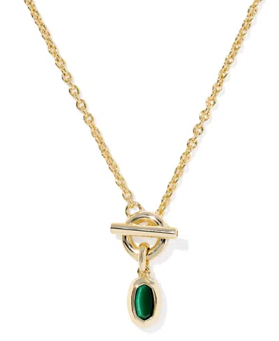 Kendra Scott Malachite & Imitation Pearl 14k Gold Plated Over Brass Daphne Link And Chain Necklace