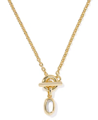 KENDRA SCOTT MALACHITE & IMITATION PEARL 14K GOLD PLATED OVER BRASS DAPHNE LINK AND CHAIN NECKLACE
