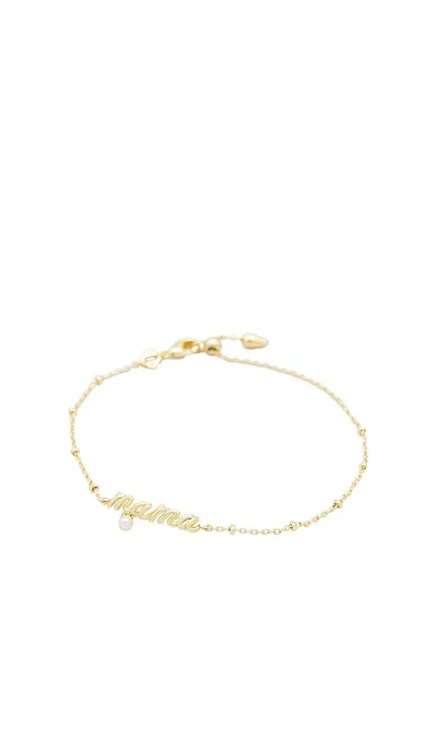 Kendra Scott Mama Script Chain Bracelet In Gold & White Pearl