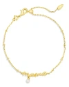 Kendra Scott Mama Freshwater Pearl Script Pendant Bracelet In Gold White Pearl