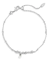 Kendra Scott Mama Script Delicate Chain Bracelet In Silver White Pearl