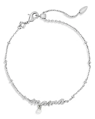 Kendra Scott Mama Script Delicate Chain Bracelet In Silver White Pearl