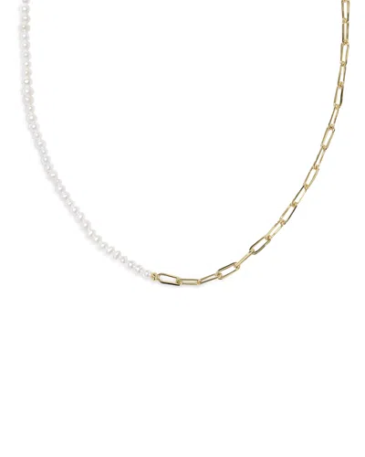 Kendra Scott Freshwater Cultured Pearl In 14k Gold Over Brass Markie Half Chain Necklace