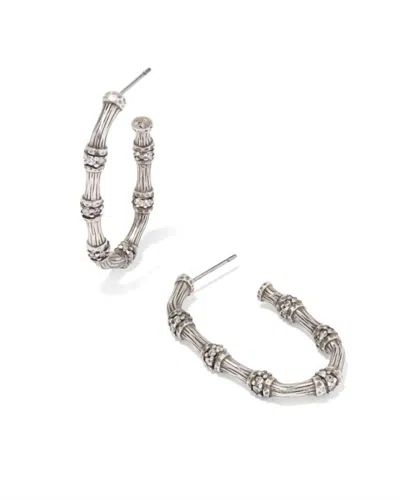 Kendra Scott Maura Bamboo Hoop Earrings In Silver