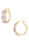 Kendra Scott Maura Hoop Earrings In Gold Dark Purple Amethyst