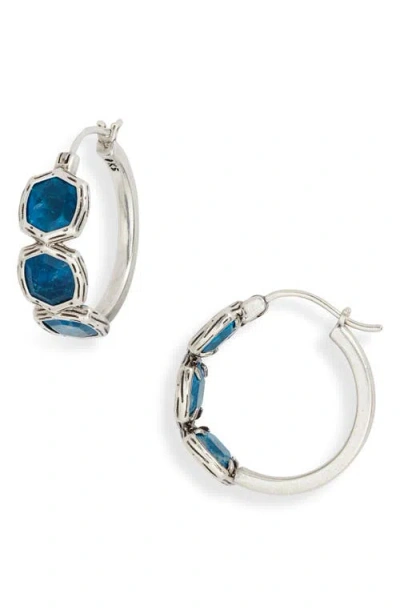 Kendra Scott Maura Hoop Earrings In Silver Indigo Magnesite