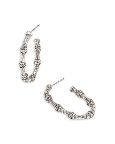 Kendra Scott Maura Pave Bamboo Hoop Earrings In Silver