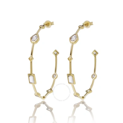 Kendra Scott Mei 14k Yellow Gold White Diamond And Rainbow Moonstone Hoop Earrings 4217701698