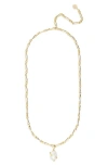 Kendra Scott Melody Freshwater Pearl Pendant Chain Necklace In Gold White Pearl