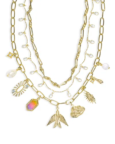 Kendra Scott Melody Mixed Charm Layered Statement Necklace In Gold Tone, 15 In Multi/gold