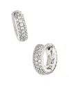 Kendra Scott Mikki Pave Huggie Hoop Earrings In Rhodium Plated In Silver